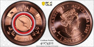 2020 $1 Qantas Centenary 1920-2020 MS69RD