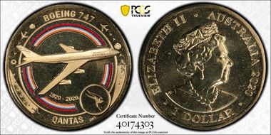 2020 $1 Qantas Centenary Boeing 747 MS68