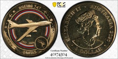 2020 $1 Qantas Centenary Boeing 747 MS68