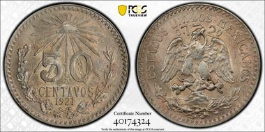 1921-M 50C KM-447 AU58