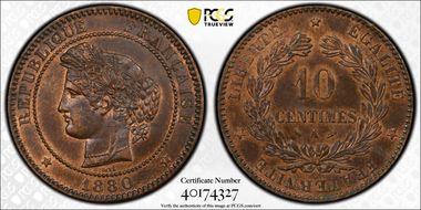 1880-A 10C Gad-265a F-135 MS63BN