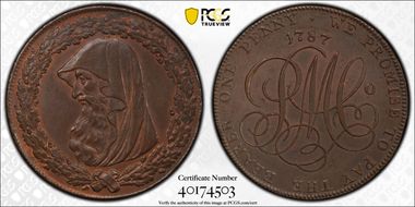 1787 Tk 1D DH-19 Anglesey MS63BN