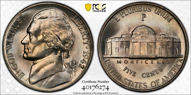 1942-P 5C Silver MS67