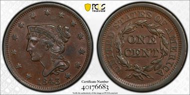 1843 1C N-4, Petite Head, Lg Lt AU55BN