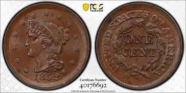1852 1C Newcomb 1 MS65BN