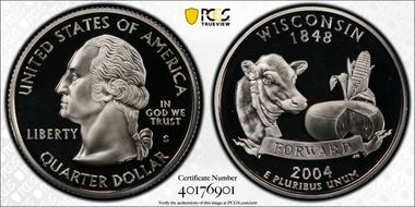 2004-S 25C Wisconsin Silver PR70DCAM