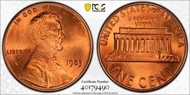 1983 1C Doubled Die Reverse MS67+ RD