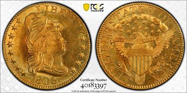 1806 $5 Pointed 6, 8X5 Stars MS63+ 