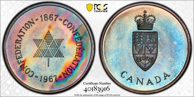 1967 ($1) Centennial of Confederation Medal X-M1 Ag PL67