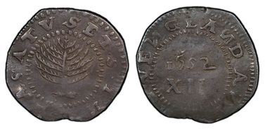 1652 Shilling Pine Tree, Lg Planchet, Rev. N XF40
