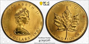 1981 $50 Maple Leaf/Au MS64