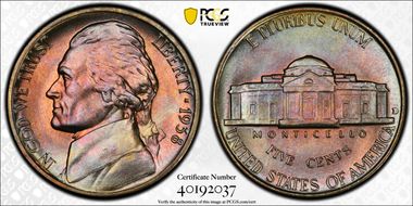 1938-D 5C Jefferson MS67+