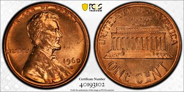1960-D 1C Small Date MS66+ RD
