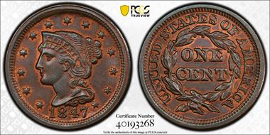 1847 1C MS65BN