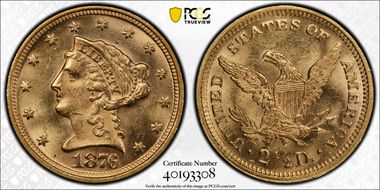 1876 $2.50 MS64