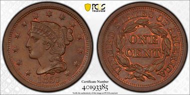 1857 1C Large Date MS65BN