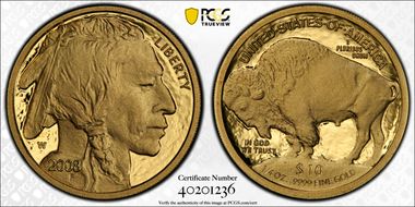 2008-W $10 American Buffalo .9999 Fine Gold PR70DCAM