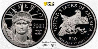 2003-W $10 Statue of Liberty PR69DCAM