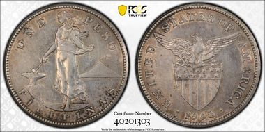 1908-S Peso KM-172  Ag N1
