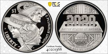 2020-P $1 Women’s Suffrage Centennial First Strike PR69DCAM