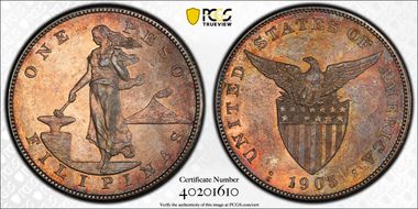 1905-S Peso Allen-16.06 Curved Serif MS62