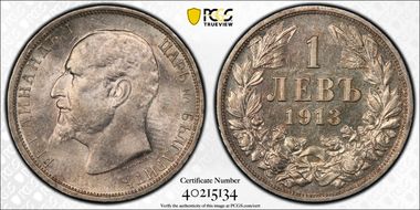 1913 Lev KM-31  Ag MS62