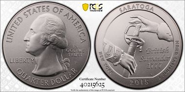 2015-P 25C Saratoga NP 5 oz Silver SP69