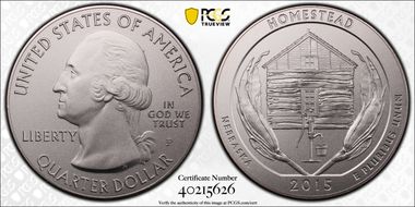 2015-P 25C Homestead NP 5 oz Silver SP69