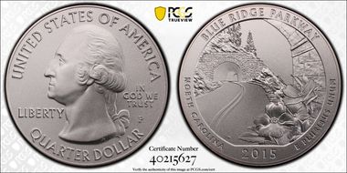 2015-P 25C Blue Ridge Pkwy NP 5 oz Silver SP70