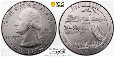 2015-P 25C Bombay Hook NP 5 oz Silver SP69