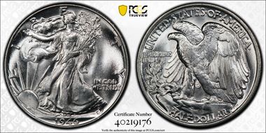 1946 50C Doubled Die Reverse MS64