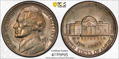 1939-D 5C Reverse of 1938 MS64