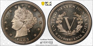 1883 5C No CENTS PR67CAM