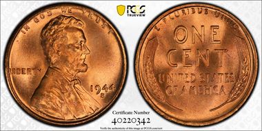 1944-S 1C MS67+ RD