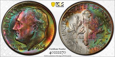 1964-D 10C MS67+ FB