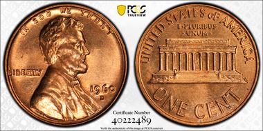 1960-D 1C Small Date MS66+ RD