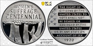 (2020) Medal Women's Suffrage Centennial  First Strike PR69DCAM