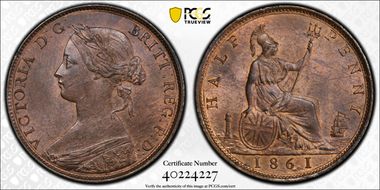 1861 1/2D 4 Berries LCW MS64BN