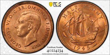 1945 1/2D S-4115 MS64+ RD