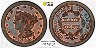 1848 1/2C Original PR65BN