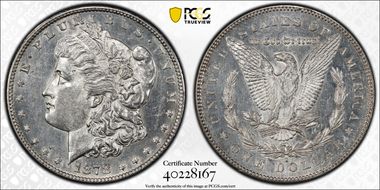 1878-S $1 VAM 27 Long Arrow Shaft AU58