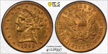 1893 $5 AU55