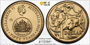 2016-C $1 50 Yrs Decimal Currency Canberra Counterstamp MS68