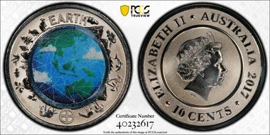 2017 10C Planetary Coins Earth Colorized MS70
