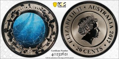 2017 20C Planetary Coins Uranus Colorized MS70