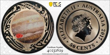 2017 50C Planetary Coins Jupiter Colorized MS70