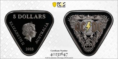2018 $5 AC/DC 45 Years of Thunder PR70DCAM