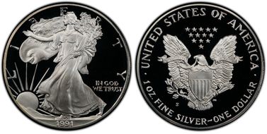 1991-S $1 Silver Eagle PR68DCAM