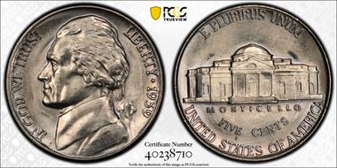 1939 5C Reverse of 1940 MS66FS