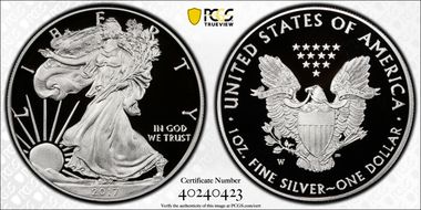 2017-W $1 Silver Eagle PR70DCAM